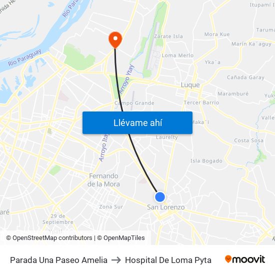 Parada Una Paseo Amelia to Hospital De Loma Pyta map