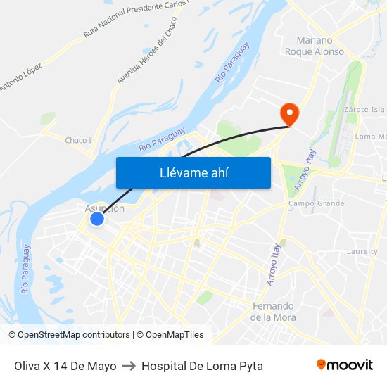 Oliva X 14 De Mayo to Hospital De Loma Pyta map