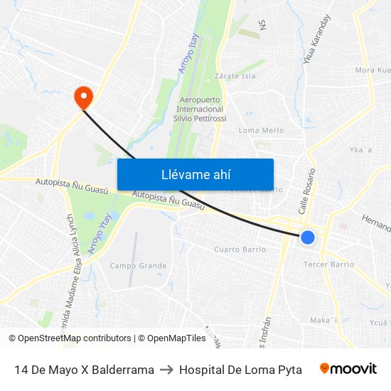 14 De Mayo X Balderrama to Hospital De Loma Pyta map