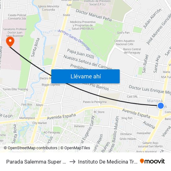 Parada Salemma Super Center to Instituto De Medicina Tropical map