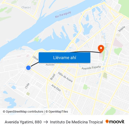 Avenida Ygatimi, 880 to Instituto De Medicina Tropical map