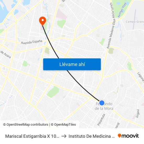 Mariscal Estigarribia X 10 De Julio to Instituto De Medicina Tropical map