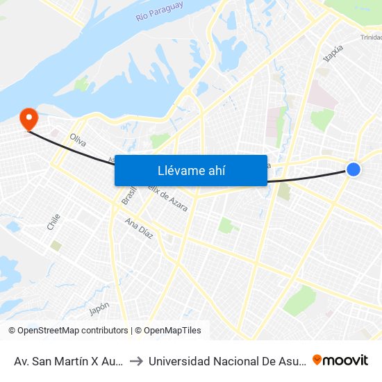 Av. San Martín X Austria to Universidad Nacional De Asunción map