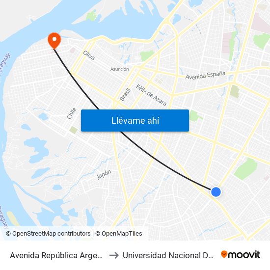 Avenida República Argentina, 3016 to Universidad Nacional De Asunción map