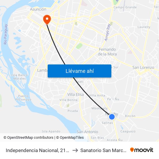 Independencia Nacional, 2196 to Sanatorio San Marcos map