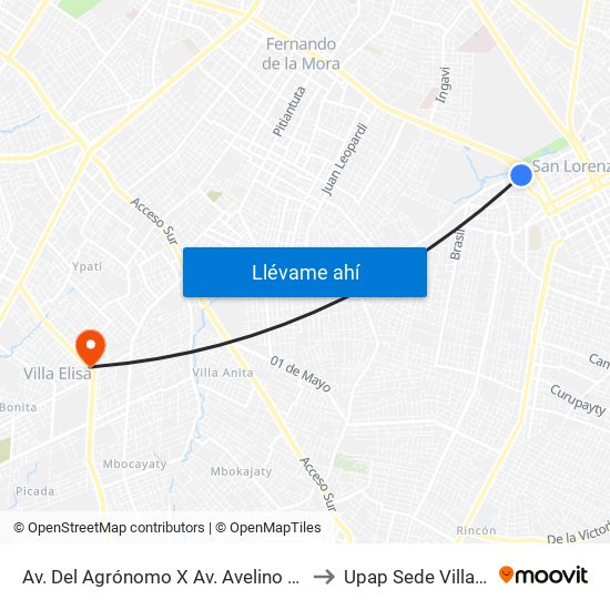 Av. Del Agrónomo X Av. Avelino Martínez to Upap Sede Villa Elisa map