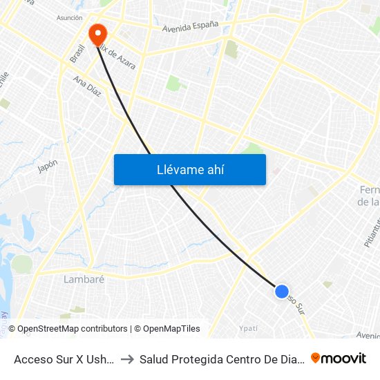 Acceso Sur X Usher Ríos to Salud Protegida Centro De Diagnósticos map