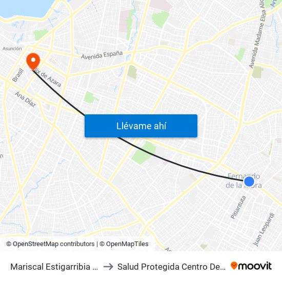 Mariscal Estigarribia X Boquerón to Salud Protegida Centro De Diagnósticos map