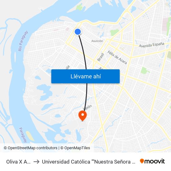 Oliva X Ayolas to Universidad Católica ""Nuestra Señora De La Asunción"" map