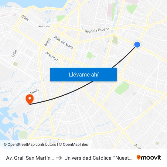 Av. Gral. San Martín X Av. Mcal. López to Universidad Católica ""Nuestra Señora De La Asunción"" map