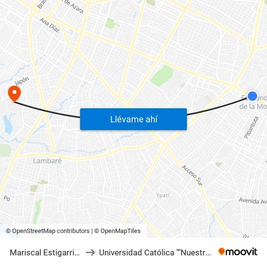 Mariscal Estigarribia X 10 De Julio to Universidad Católica ""Nuestra Señora De La Asunción"" map