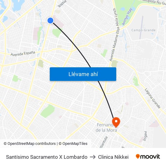 Santísimo Sacramento X Lombardo to Clinica Nikkei map