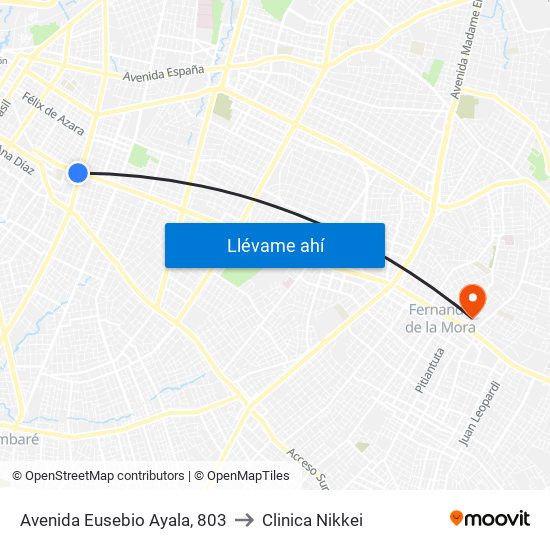Avenida Eusebio Ayala, 803 to Clinica Nikkei map