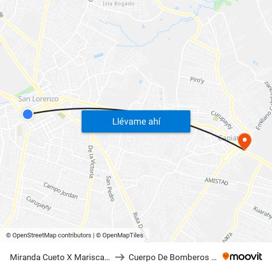 Miranda Cueto X Mariscal Estigarribia to Cuerpo De Bomberos Voluntarios map