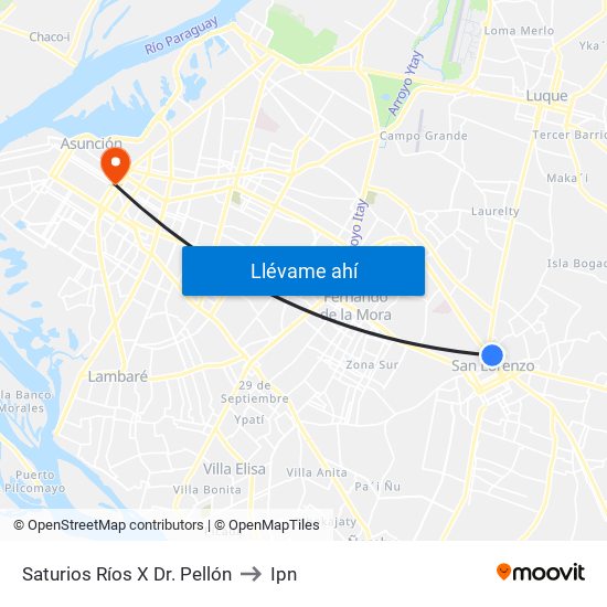 Saturios Ríos X Dr. Pellón to Ipn map