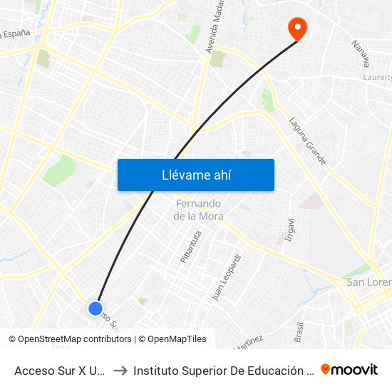 Acceso Sur X Usher Ríos to Instituto Superior De Educación Policial - Isepol map