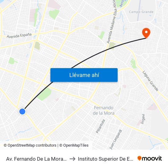 Av. Fernando De La Mora X Av. República Argentina to Instituto Superior De Educación Policial - Isepol map