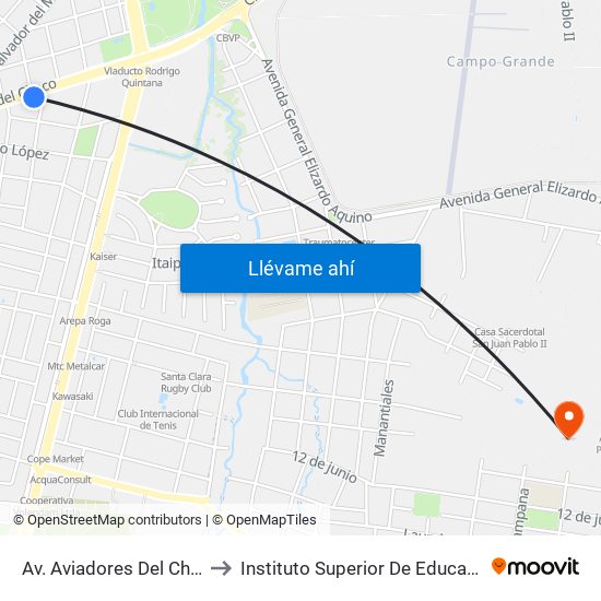 Av. Aviadores Del Chaco X Martínez to Instituto Superior De Educación Policial - Isepol map