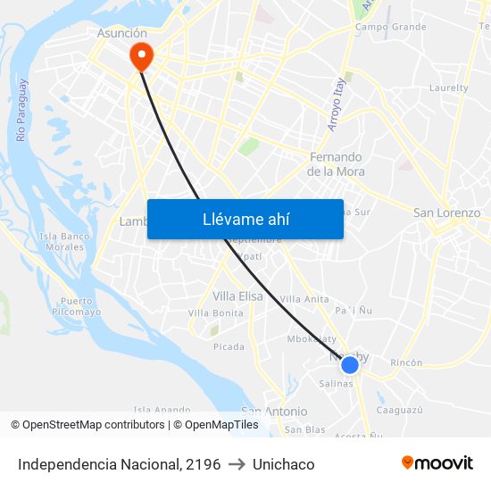 Independencia Nacional, 2196 to Unichaco map