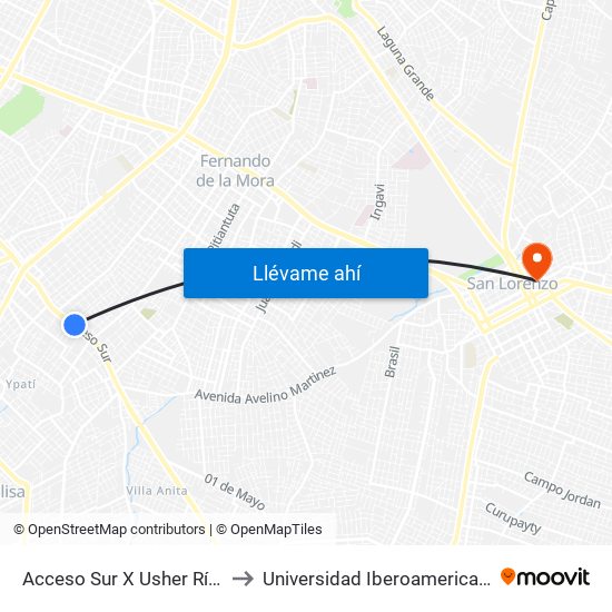 Acceso Sur X Usher Ríos to Universidad Iberoamericana map