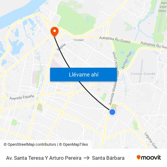Av. Santa Teresa Y Arturo Pereira to Santa Bárbara map