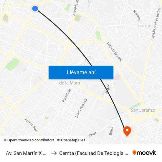 Av. San Martín X Austria to Cemta (Facultad De Teologia Y Musica) map