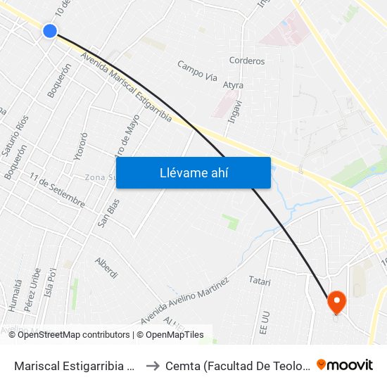 Mariscal Estigarribia X 10 De Julio to Cemta (Facultad De Teologia Y Musica) map