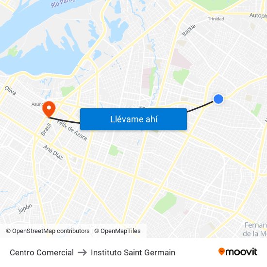 Centro Comercial to Instituto Saint Germain map