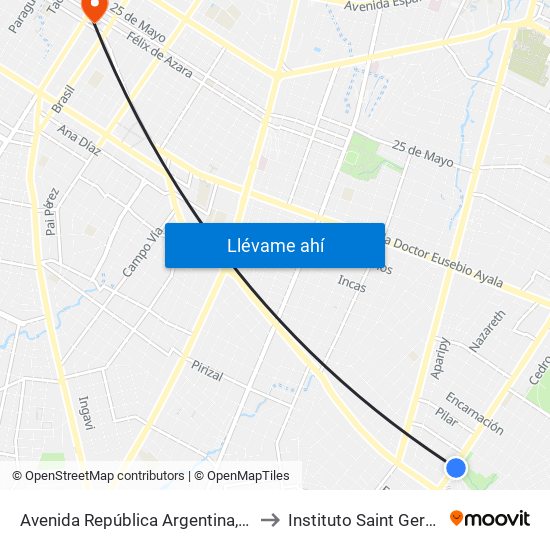 Avenida República Argentina, 3016 to Instituto Saint Germain map