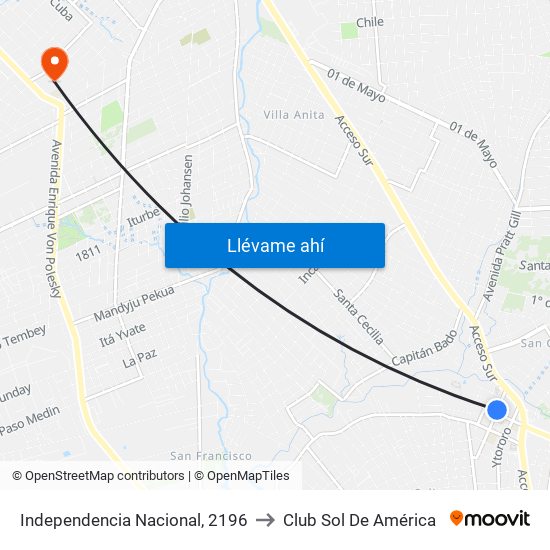 Independencia Nacional, 2196 to Club Sol De América map