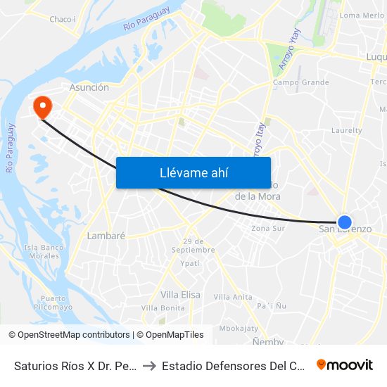 Saturios Ríos X Dr. Pellón to Estadio Defensores Del Chaco map