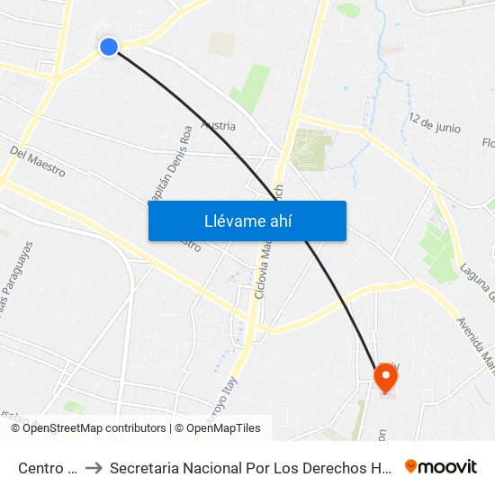 Centro Comercial to Secretaria Nacional Por Los Derechos Humanos De Las Personas Con Discapacidad map