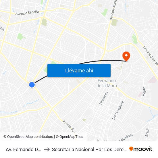 Av. Fernando De La Mora X Av. Argentina to Secretaria Nacional Por Los Derechos Humanos De Las Personas Con Discapacidad map