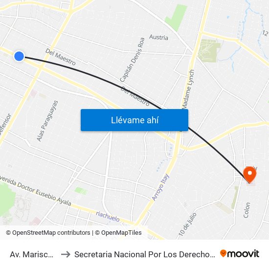 Av. Mariscal López X Bulnes to Secretaria Nacional Por Los Derechos Humanos De Las Personas Con Discapacidad map