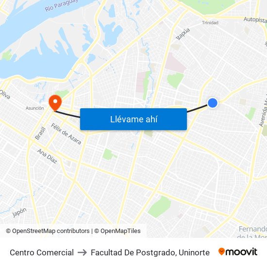 Centro Comercial to Facultad De Postgrado, Uninorte map