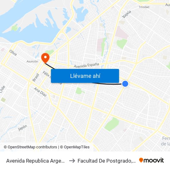Avenida Republica Argentina, 201 to Facultad De Postgrado, Uninorte map