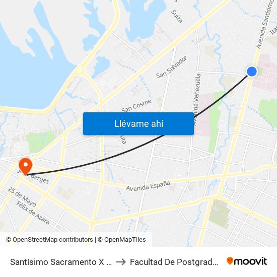 Santísimo Sacramento X Lombardo to Facultad De Postgrado, Uninorte map