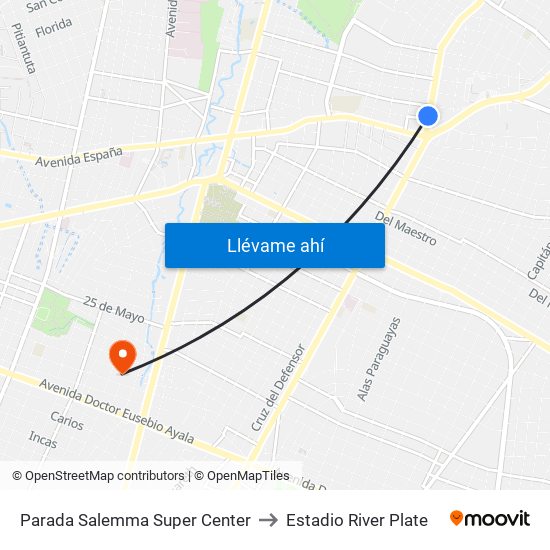 Parada Salemma Super Center to Estadio River Plate map