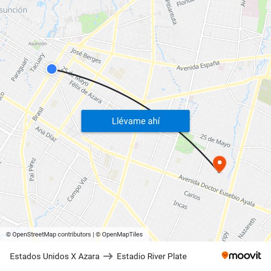 Estados Unidos X Azara to Estadio River Plate map