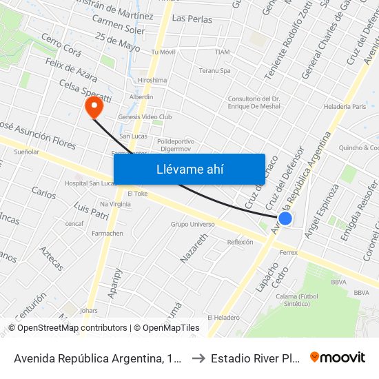 Avenida República Argentina, 1864 to Estadio River Plate map