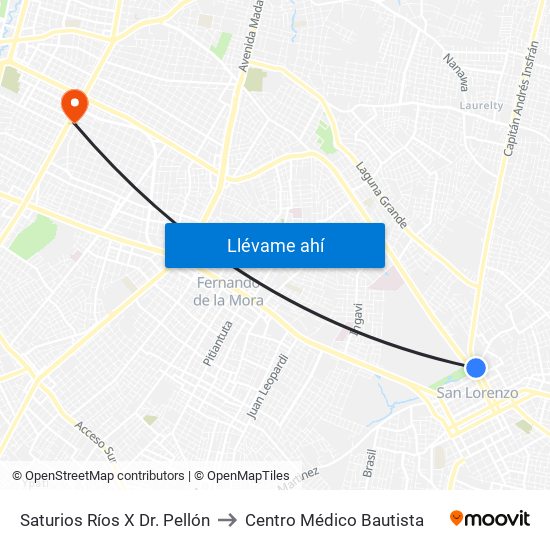 Saturios Ríos X Dr. Pellón to Centro Médico Bautista map