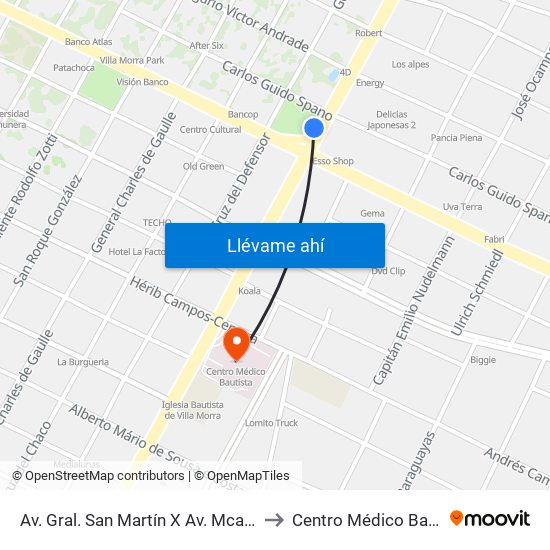 Av. Gral. San Martín X Av. Mcal. López to Centro Médico Bautista map