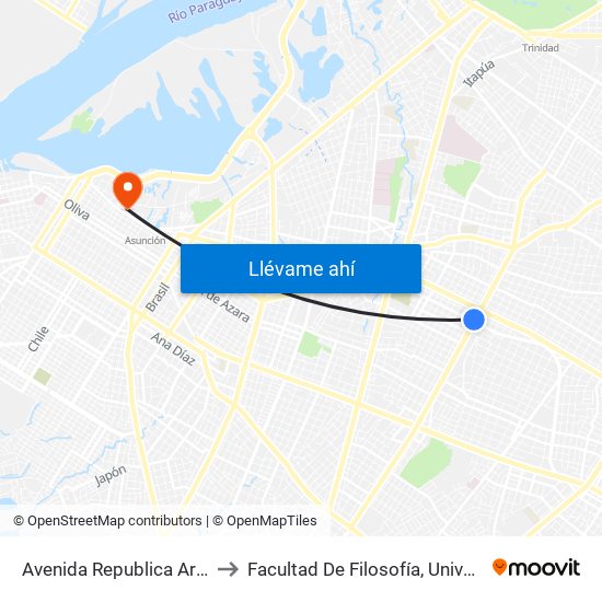 Avenida Republica Argentina, 201 to Facultad De Filosofía, Universidad Católica map
