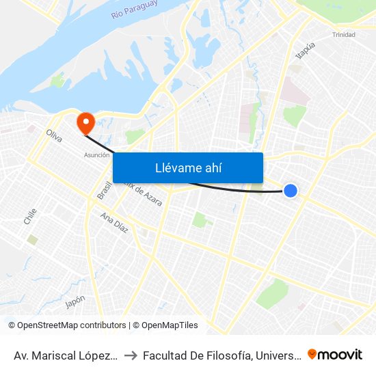 Av. Mariscal López X Bulnes to Facultad De Filosofía, Universidad Católica map