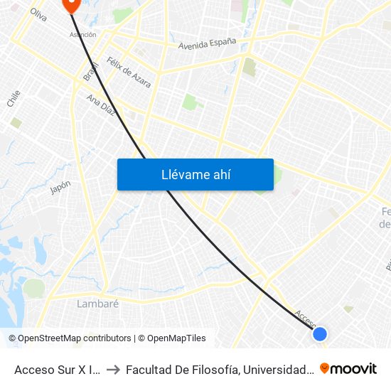 Acceso Sur X Israel to Facultad De Filosofía, Universidad Católica map