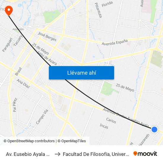 Av. Eusebio Ayala X Nazareth to Facultad De Filosofía, Universidad Católica map