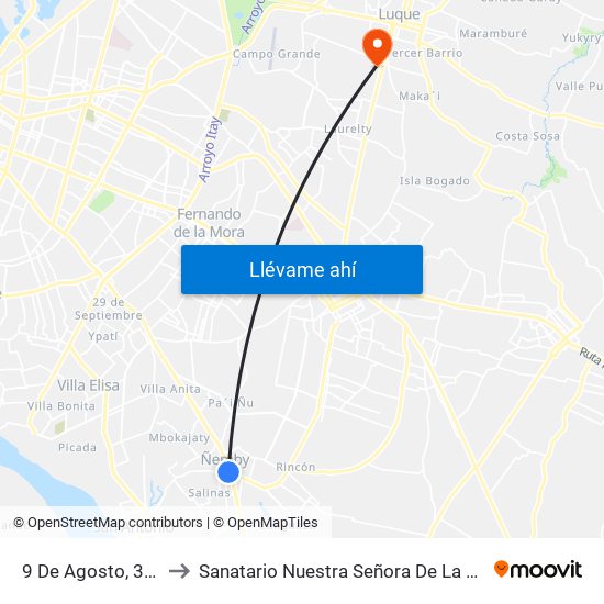 9 De Agosto, 345 to Sanatario Nuestra Señora De La Paz map