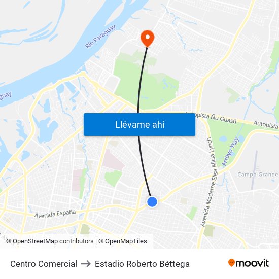 Centro Comercial to Estadio Roberto Béttega map