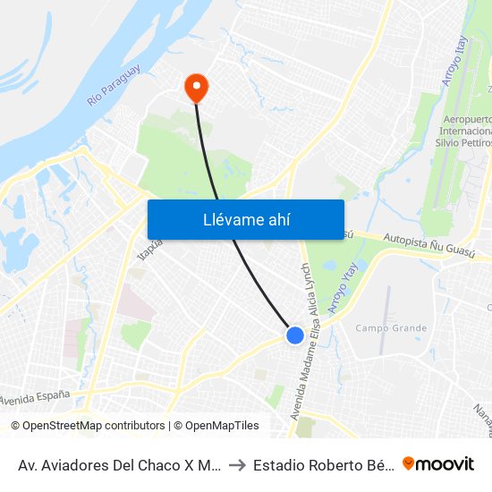 Av. Aviadores Del Chaco X Martínez to Estadio Roberto Béttega map