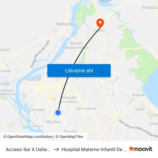 Acceso Sur X Usher Ríos to Hospital Materno Infantil De Limpio map